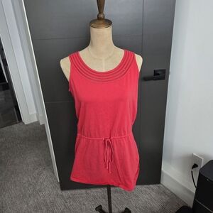 Women's Long Sleeveless Coral Top Or Short Dress